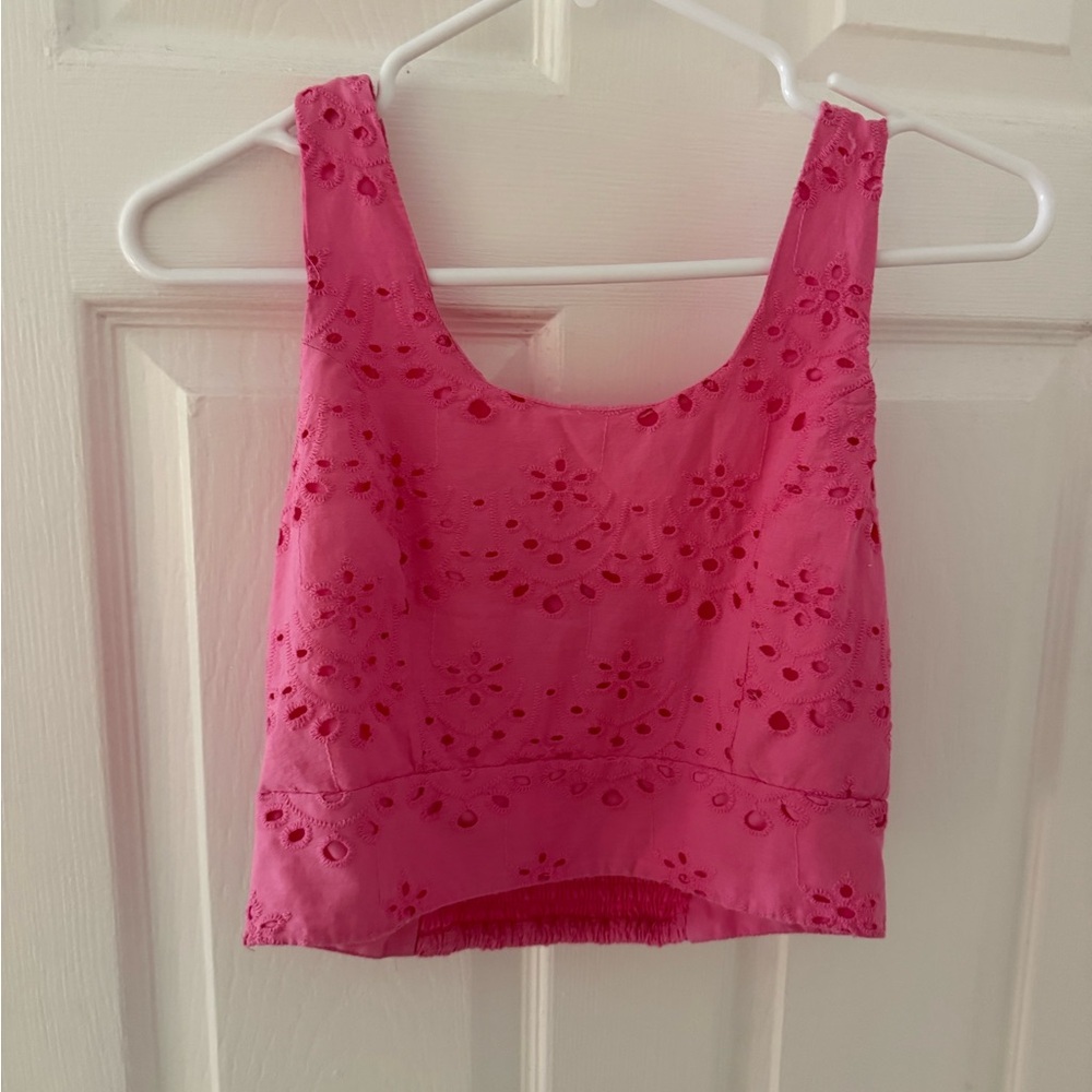 Calypso St. Barth Pink Sleeveless Embellished Crop Top